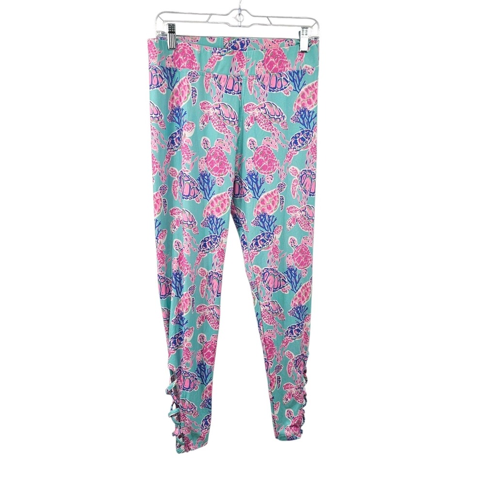 Simply Southern Plus Size Leggings Sea Turtle Coastal Print Ankle Lattice L-XXL